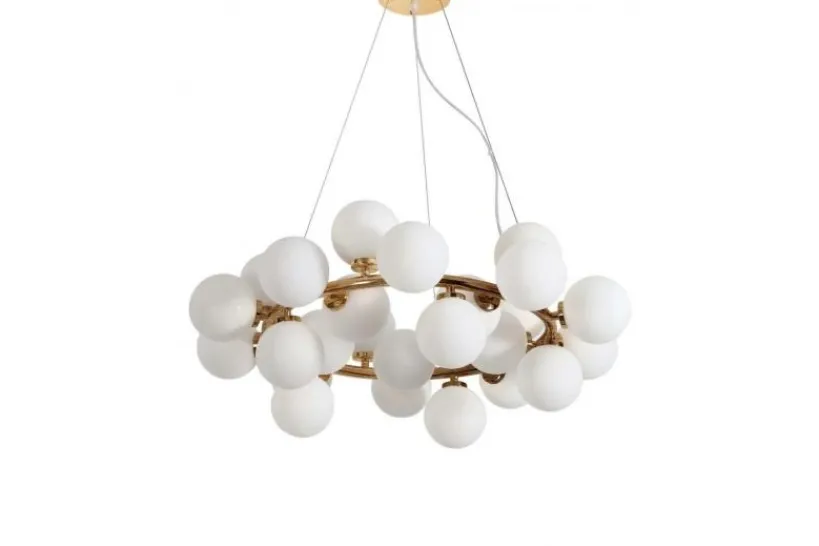 Arrediorg Lampadario a sospensione di design moderno 25 luci a sfere in vetro MARSIADA W25 Ottone