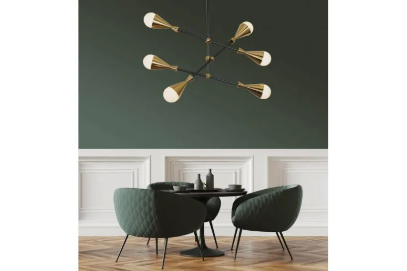 Arrediorg Lampadario a sospensione di design moderno VALPINA W6 Ottone
