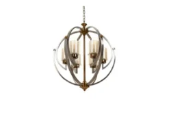 Arrediorg Lampadario a sospensione di metallo in colore satinato con ottone BERGEN W6