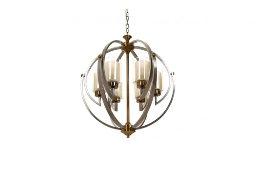 Arrediorg Lampadario a sospensione di metallo in colore satinato con ottone BERGEN W6