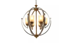 Arrediorg Lampadario a sospensione di metallo in colore satinato con ottone BERGEN W6