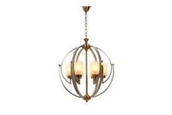 Arrediorg Lampadario a sospensione di metallo in colore satinato con ottone BERGEN W6