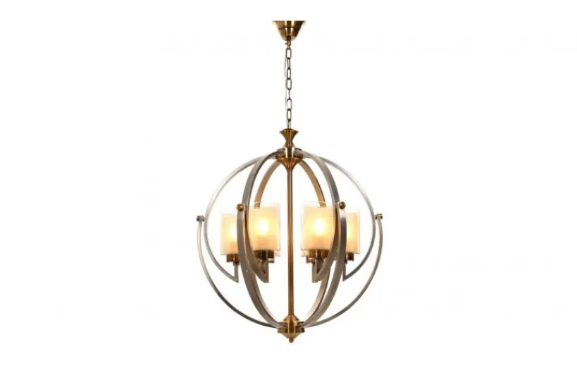 Arrediorg Lampadario a sospensione di metallo in colore satinato con ottone BERGEN W6