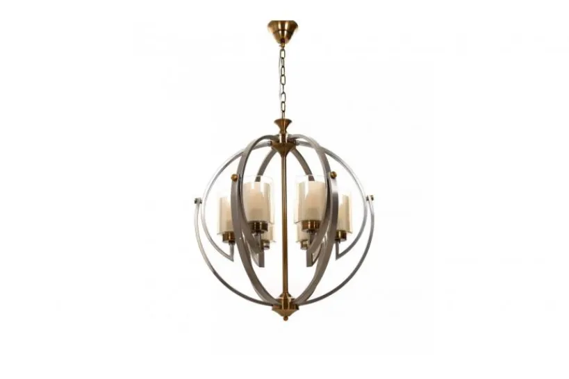 Arrediorg Lampadario a sospensione di metallo in colore satinato con ottone BERGEN W6