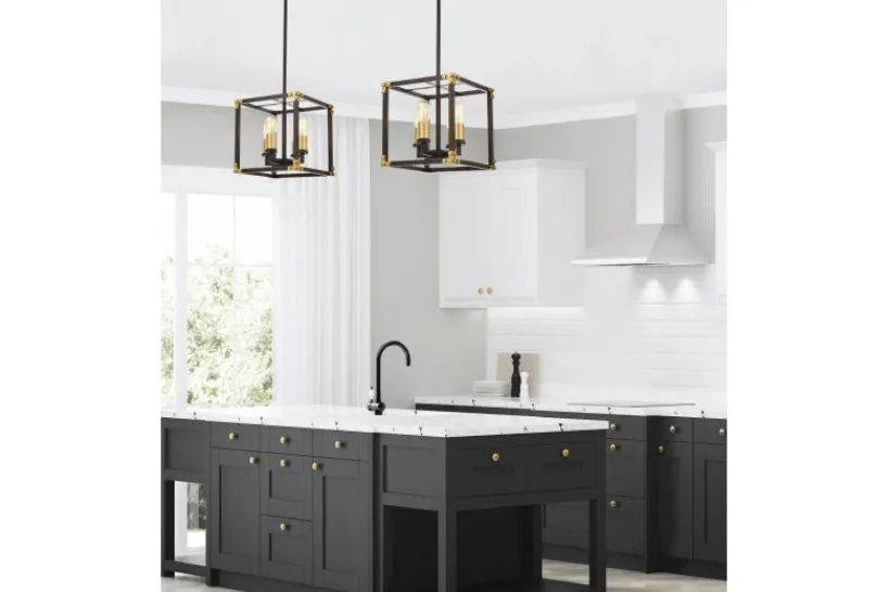 Arrediorg Lampadario a sospensione di metallo in colore con ottone WALDORF W4