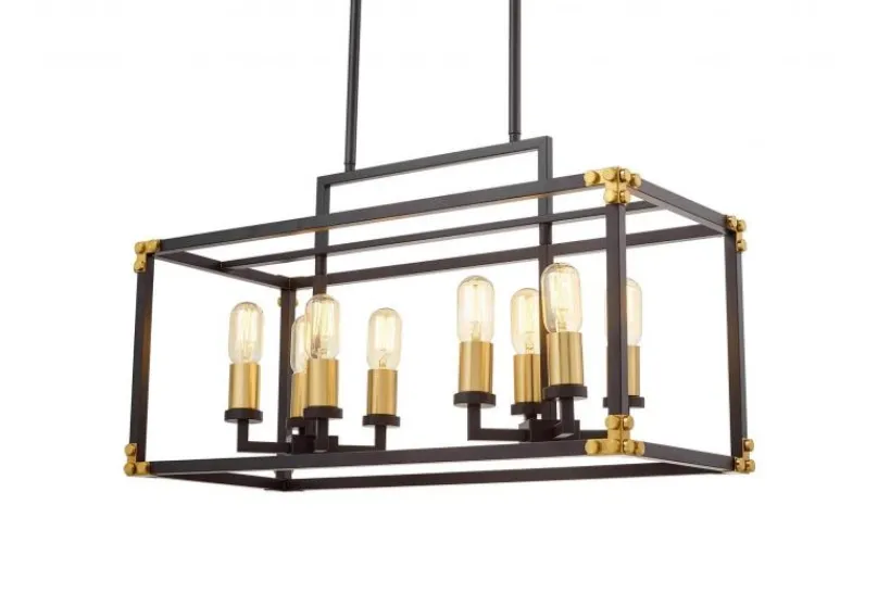 Arrediorg Lampadario a sospensione di metallo in colore con ottone WALDORF W8