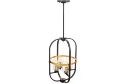 Arrediorg Lampadario a sospensione di metallo in colore con ottone MONTEREY W4