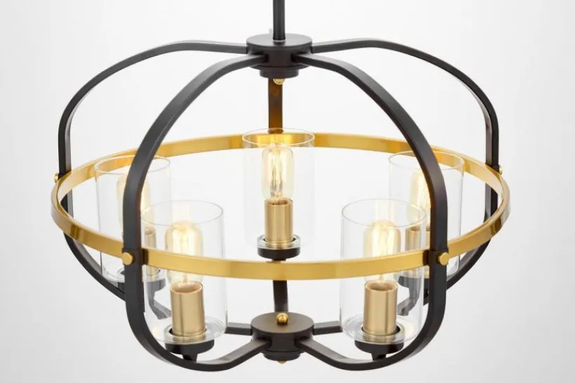 Arrediorg Lampadario a sospensione di metallo in colore con ottone MONTEREY W5