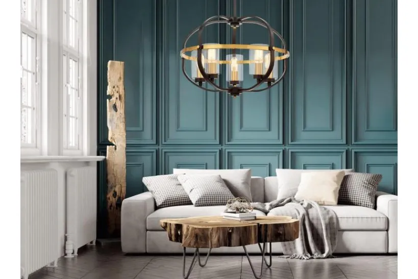 Arrediorg Lampadario a sospensione di metallo in colore con ottone MONTEREY W5