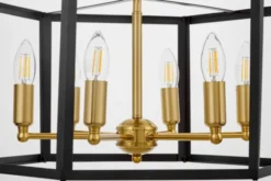 Arrediorg Lampadario a sospensione esagonale di metallo in colore con ottone LORTON W6