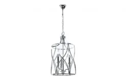 Arrediorg Lampadario a sospensione in stile art déco di metallo cromato ELMONT W3