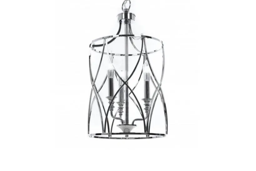 Arrediorg Lampadario a sospensione in stile art déco di metallo cromato ELMONT W3