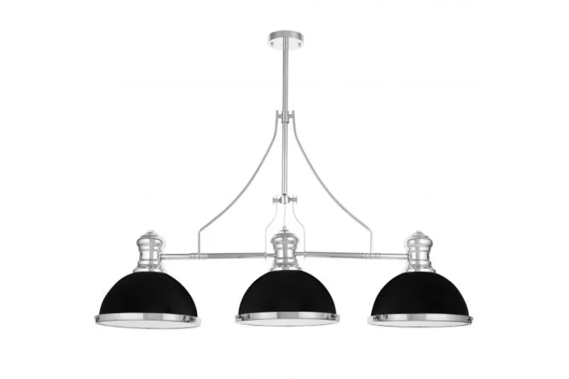 Arrediorg Lampadario a sospensione in stile industriale 3 luci e cromato ETTORE W3