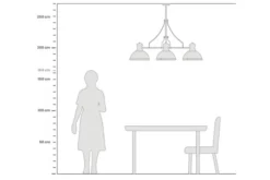 Arrediorg Lampadario a sospensione in stile industriale 3 luci e cromato ETTORE W3