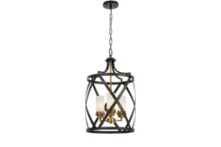 Arrediorg Lampadario a sospensione metallo e ottone a gabbia ASTILA W3
