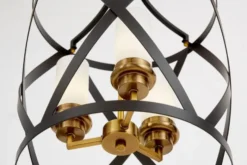 Arrediorg Lampadario a sospensione metallo e ottone a gabbia ASTILA W3