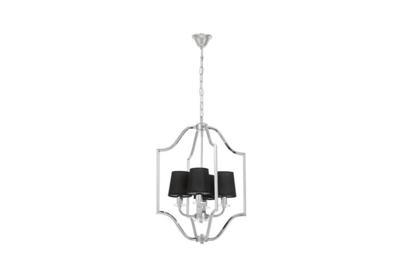 Arrediorg Lampadario a sospensione moderno nero e cromato ORLANDO W4