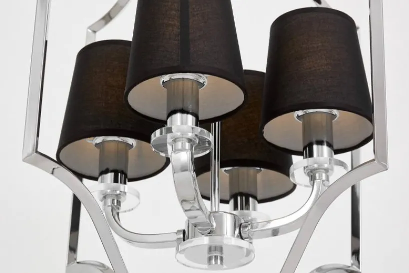 Arrediorg Lampadario a sospensione moderno nero e cromato ORLANDO W4