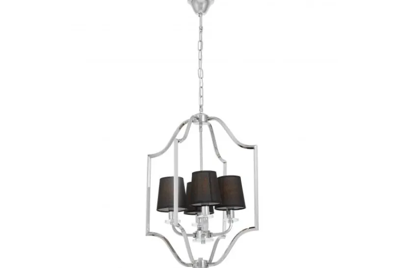 Arrediorg Lampadario a sospensione moderno nero e cromato ORLANDO W4