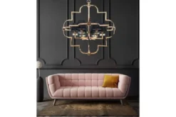 Arrediorg Lampadario a sospensione moderno in metallo colore oro con paralume BALTIMORE W6