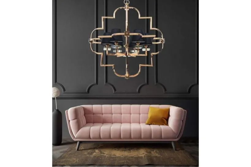 Arrediorg Lampadario a sospensione moderno in metallo colore oro con paralume BALTIMORE W6
