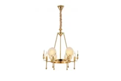 Arrediorg Lampadario a sospensione moderno con cristalli di metallo colore oro MONTEGO W6