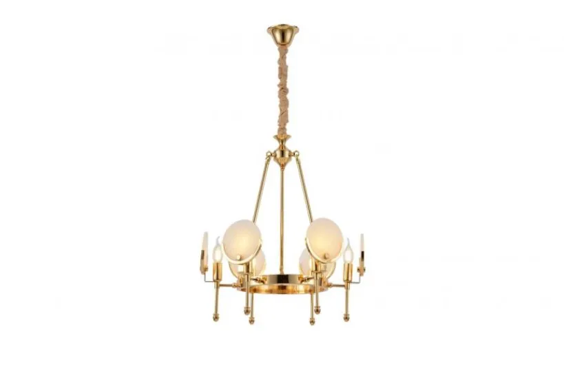 Arrediorg Lampadario a sospensione moderno con cristalli di metallo colore oro MONTEGO W6