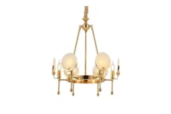Arrediorg Lampadario a sospensione moderno con cristalli di metallo colore oro MONTEGO W6