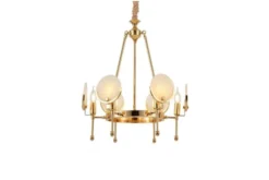 Arrediorg Lampadario a sospensione moderno con cristalli di metallo colore oro MONTEGO W6