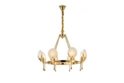 Arrediorg Lampadario a sospensione moderno con cristalli di metallo colore oro MONTEGO W8