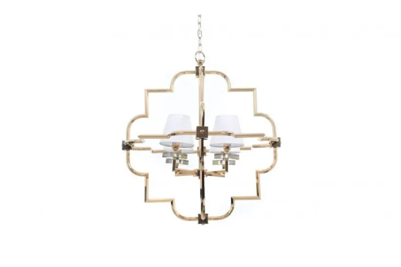 Arrediorg Lampadario a sospensione moderno in metallo colore oro con paralume BALTIMORE W4