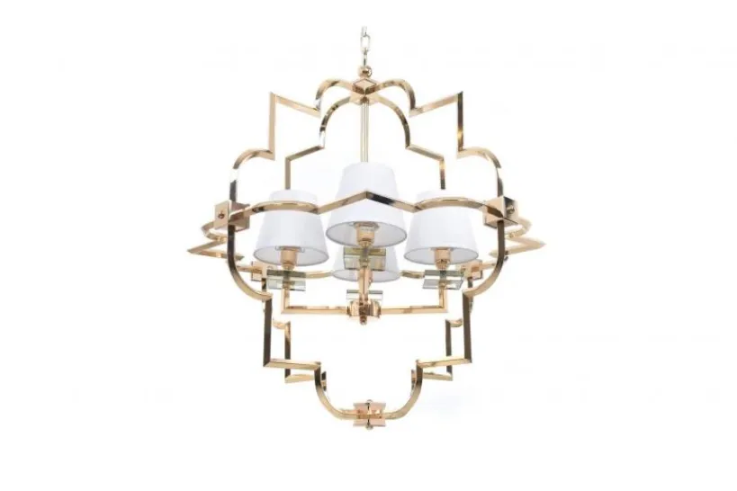 Arrediorg Lampadario a sospensione moderno in metallo colore oro con paralume BALTIMORE W4