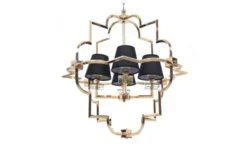 Arrediorg Lampadario a sospensione moderno in metallo colore oro con paralume BALTIMORE W4