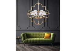 Arrediorg Lampadario a sospensione moderno in metallo colore oro con paralume BALTIMORE W6