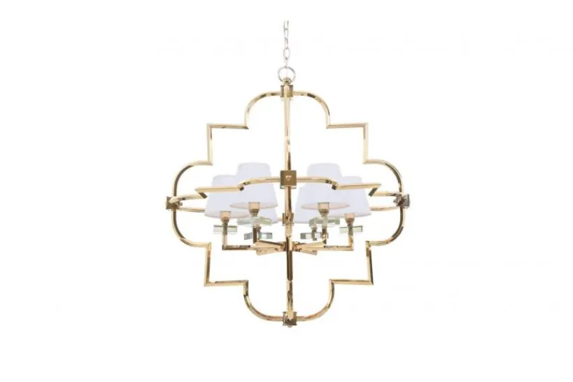 Arrediorg Lampadario a sospensione moderno in metallo colore oro con paralume BALTIMORE W6