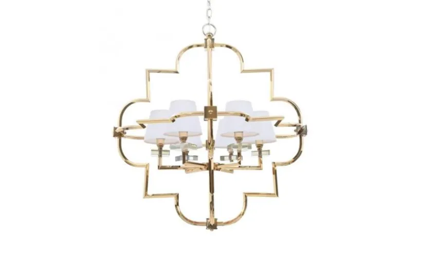 Arrediorg Lampadario a sospensione moderno in metallo colore oro con paralume BALTIMORE W6