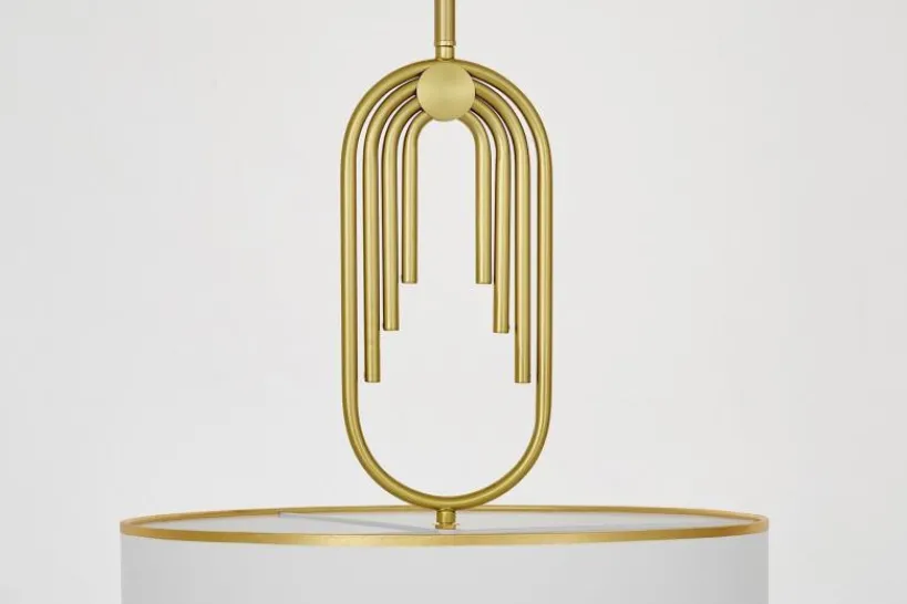 Arrediorg Lampadario a sospensione ottone con paralume bianco ZANETTI TRIO