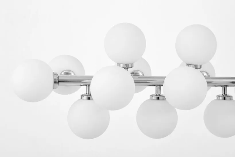 Arrediorg Lampadario a sospensione palle bianche ramo cromato PETRICA W24