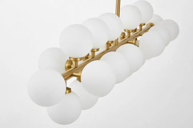 Arrediorg Lampadario a sospensione palle bianche asta orizzontale ottone PETRICA W24