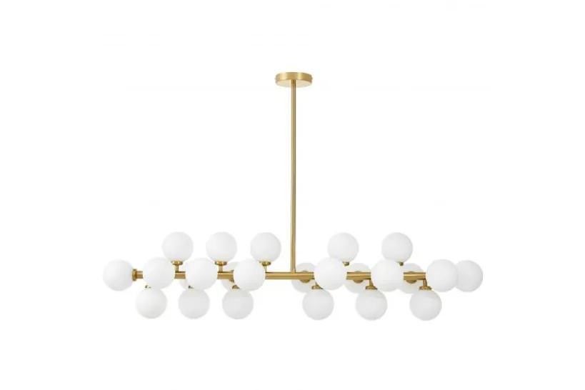 Arrediorg Lampadario a sospensione palle bianche asta orizzontale ottone PETRICA W24