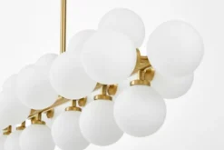 Arrediorg Lampadario a sospensione palle bianche asta orizzontale ottone PETRICA W24
