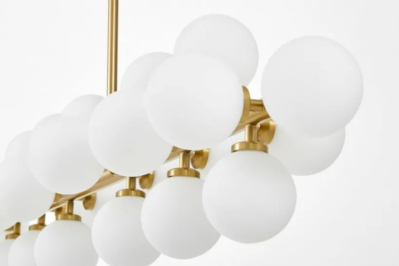 Arrediorg Lampadario a sospensione palle bianche asta orizzontale ottone PETRICA W24