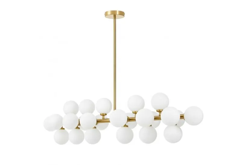 Arrediorg Lampadario a sospensione palle bianche asta orizzontale ottone PETRICA W24