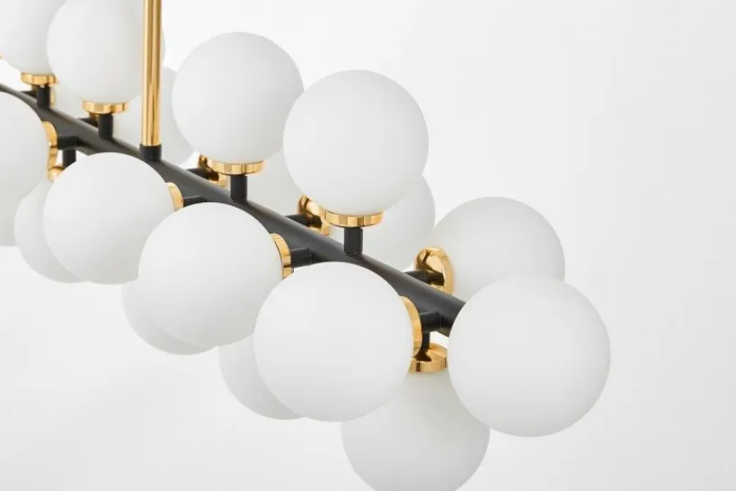 Arrediorg Lampadario a sospensione sfere bianche struttura oro caldo PETRICA W24