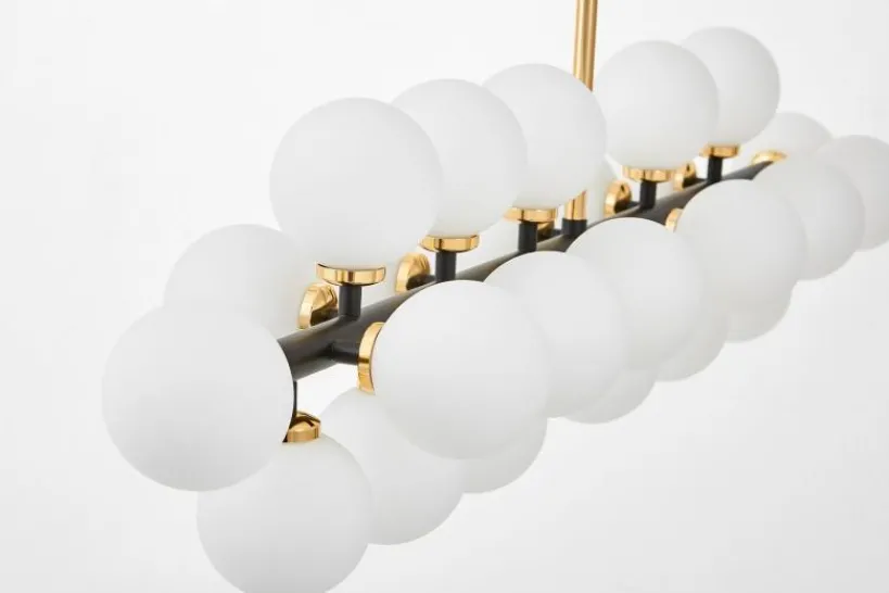 Arrediorg Lampadario a sospensione sfere bianche struttura oro caldo PETRICA W24