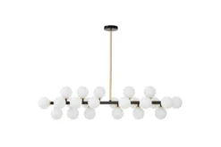 Arrediorg Lampadario a sospensione sfere bianche struttura oro caldo PETRICA W24
