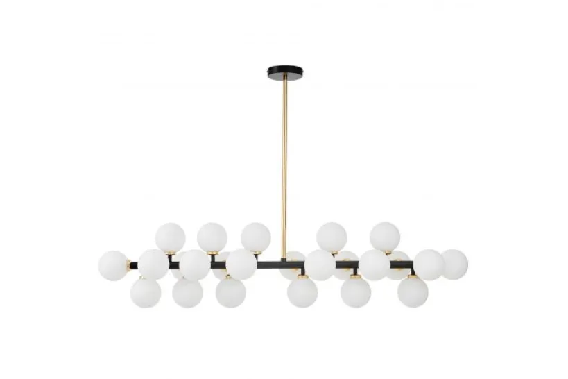 Arrediorg Lampadario a sospensione sfere bianche struttura oro caldo PETRICA W24