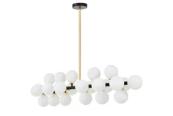 Arrediorg Lampadario a sospensione sfere bianche struttura oro caldo PETRICA W24