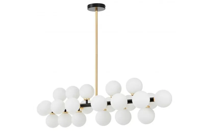 Arrediorg Lampadario a sospensione sfere bianche struttura oro caldo PETRICA W24