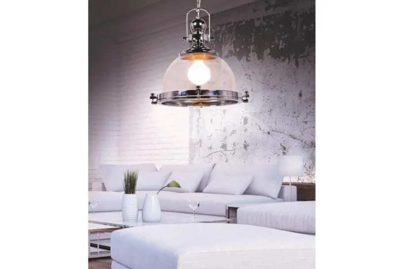 Arrediorg Lampadario a sospensione stile industriale Falco Cromato